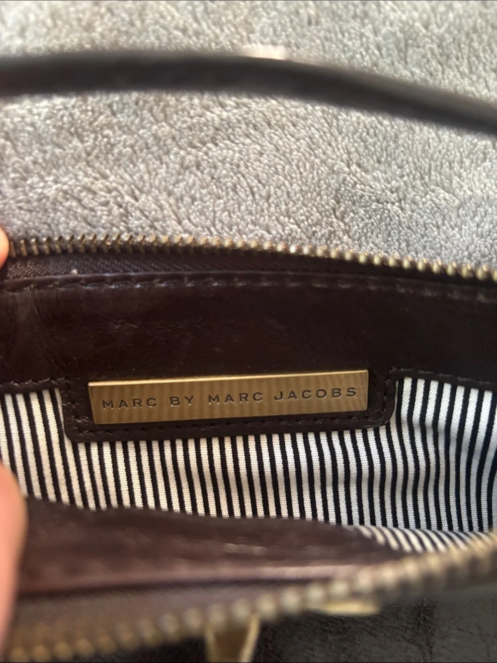 Marc by Marc Jacobs Dark Brown Leather Wristlet with Gold-Tone Turn Lock